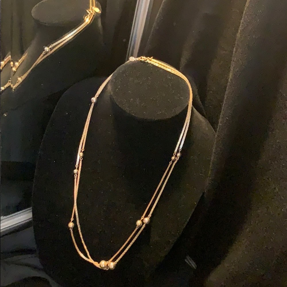 Avon Vintage 2 necklaces gold with balls 13 in.